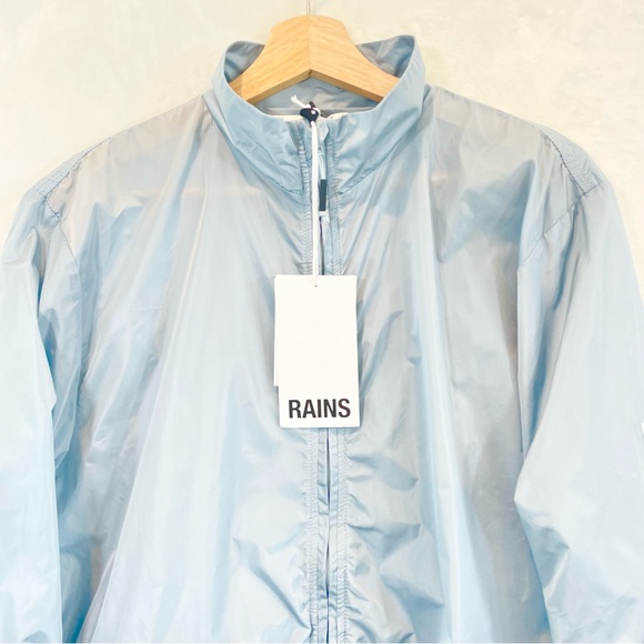 Rains Track Jacket Windbreaker Unisex Sky Blue Size Small Womens Mens NWOT - Picture 4 of 16